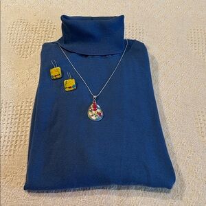 Talbots Blue Turtleneck Sweater